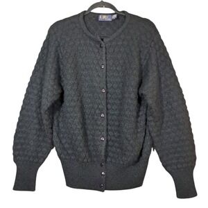 Vintage‎ LeRoy Knitwear 80s Cardigan Sweater XL Acrylic Mohair Soft 3D Grunge